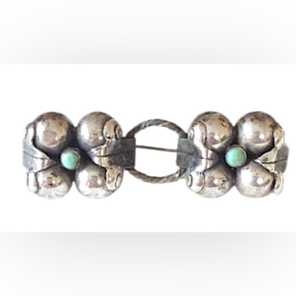 Antique Sterling silver Turquoise Brooch Mexico